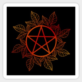 Fiery Red Yellow Leafy Pentagram Sticker